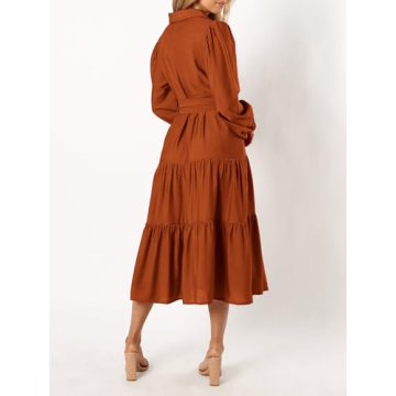 MASCOMODA Women's Fall Long Sleeve Midi Dress - Versatile & Chic