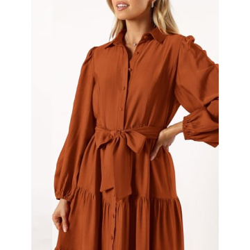 MASCOMODA Women's Fall Long Sleeve Midi Dress - Versatile & Chic