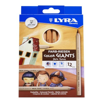 Lyra Color-Giants Skin Tone Colored Pencils - Set of 12 Count Colored Pencils with a 6.25mm Core - H...