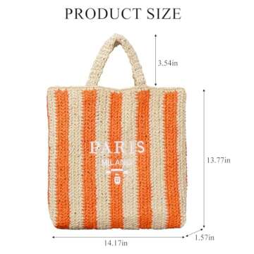 OWGSEE Straw Beach Bag for Women Summer Woven Tote Bag Packable Straw Purses and Handbags for Vacati...