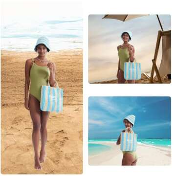 Stylish OWGSEE Women's Straw Beach Bag for Summer Fun