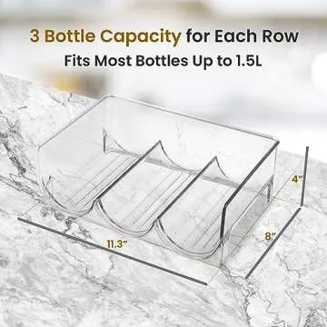 ELTOW Stackable Water Bottle Organizer for Cabinet, Tumbler Organizer for Kitchen Cabinets, Countertops, Pantry Shelf, Cupboards, Wine Holder for Refrigerator - 4 Pack, Holds 3 Bottles Each