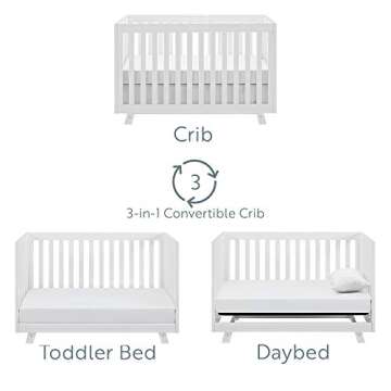 Storkcraft Beckett Convertible Crib (White) – Converts from Baby Crib to Toddler Bed and Daybed, Fits Standard Full-Size Crib Mattress, Adjustable Mattress Support Base