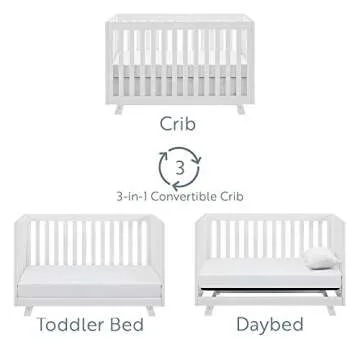 Storkcraft Beckett Convertible Crib (White) – Converts from Baby Crib to Toddler Bed and Daybed, Fits Standard Full-Size Crib Mattress, Adjustable Mattress Support Base