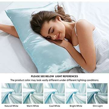 Satin Pillowcase for Hair and Skin Silk Pillow Case 2 Pack, Standard, Queen, and King Size, Slip Cooling Set of 2 with Envelope Enclosure