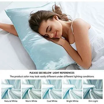 Satin Pillowcase for Hair and Skin Silk Pillow Case 2 Pack, Standard, Queen, and King Size, Slip Cooling Set of 2 with Envelope Enclosure