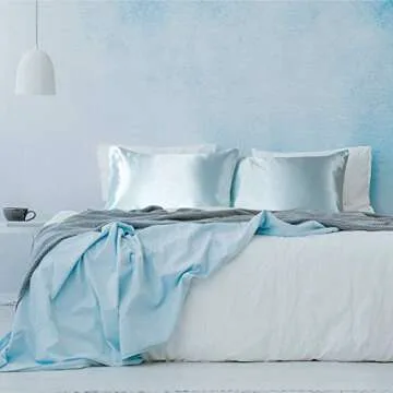 Satin Pillowcase for Hair and Skin Silk Pillow Case 2 Pack, Standard, Queen, and King Size, Slip Cooling Set of 2 with Envelope Enclosure