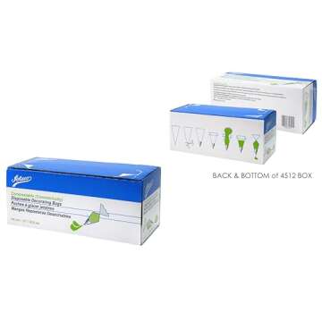 Ateco Compostable and Disposable Piping and Cake Decorating Bags, 12" - Pack of 100, White Biodegradable