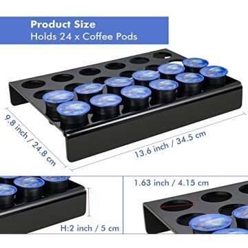 Kamehame K Cup Drawer Organizer, Flat Countertop Coffee Pod Holder for 24 Coffee Pods, Compatible wi...