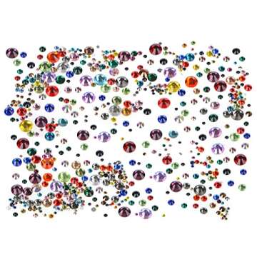Bymitel 5000 Pieces 6 Mixed Sizes Glue Fix on Glass Rhinestones Round Crystal Gems Flatback for DIY Jewelry Making with one Picking Pen(Mix: SS4-SS30/5000PCS, MIXED COLORS)