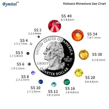 Bymitel 5000 Pieces 6 Mixed Sizes Glue Fix on Glass Rhinestones Round Crystal Gems Flatback for DIY Jewelry Making with one Picking Pen(Mix: SS4-SS30/5000PCS, MIXED COLORS)