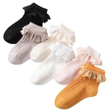 CHUNG Baby Toddler Girls Princess Cotton Frilly Socks Lace Ruffle Pack of 4/5/6 Thin Mesh Summer for...