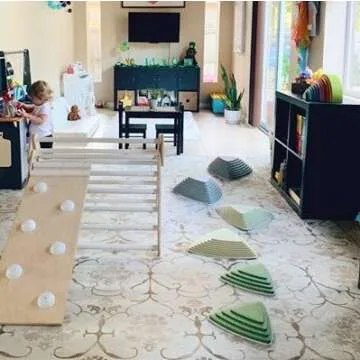 JumpOff Jo - Rocksteady - Balance & Coordination Enhancing Blocks and Stepping Foam Stones, Sensory Toys for Kids - Indoor and Outdoor Obstacle Course (Camo Green, Tall)