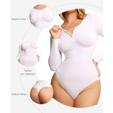 Popilush Long Sleeve Shapewear Bodysuit for All Sizes