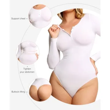 Popilush Long Sleeve Shapewear Bodysuit for All Sizes