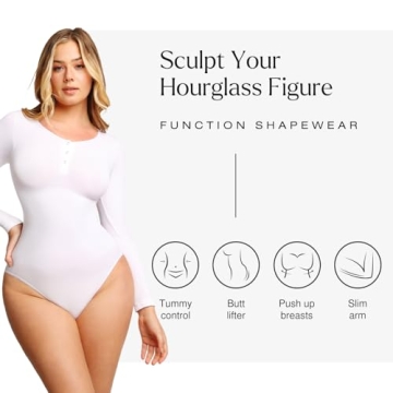 Popilush Long Sleeve Shapewear Bodysuit for All Sizes