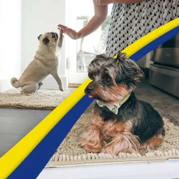 Muddy Mat® Shown on TV – Super Absorbent Microfiber Dog Door Mat for Muddy Paws, Non-Slip Washable Pet Rug, Quick Dry Chenille Entryway Carpet, Machine Washable Indoor Outdoor mat, Beige 30"x19"