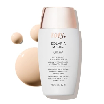 toty Solaria Mineral SPF 50+ Antioxidant Sunscreen Serum - Mineral Tinted Face Sunscreen - Broad Spe...