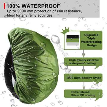Frelaxy Waterproof Backpack Rain Cover, 8000mm Waterproof Level, Upgraded Ultra-Strong Multilayer St...