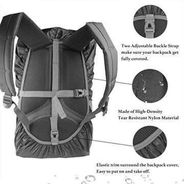 Frelaxy Waterproof Backpack Rain Cover, 8000mm Waterproof Level, Upgraded Ultra-Strong Multilayer Structure, Antislip Cross Buckle Strap, Ultralight Compact Portable, for Hiking, Camping, Traveling