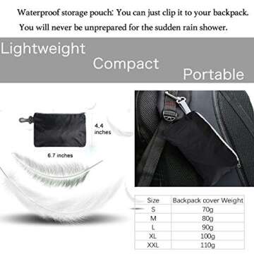 Frelaxy Waterproof Backpack Rain Cover, 8000mm Waterproof Level, Upgraded Ultra-Strong Multilayer Structure, Antislip Cross Buckle Strap, Ultralight Compact Portable, for Hiking, Camping, Traveling