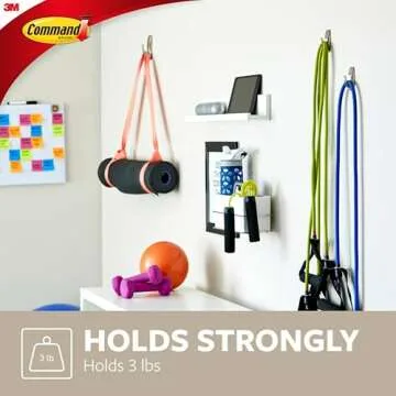 Command Medium Satin Brass Wall Hook, 1 Hook and 1 Command Strip, Damage Free Hanging Wall Hooks with Adhesive Strips, No Tools Coat Hooks for Hanging Home Decor, Holds up to 3 lb