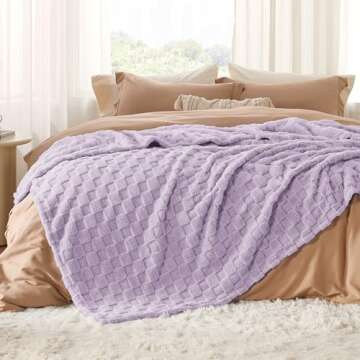 Bedsure Lavender Fog Fleece Blanket for Couch - Super Soft Cozy Queen Blankets for Women, Cute Small...
