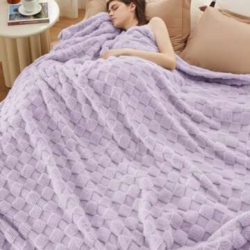 Bedsure Lavender Fog Fleece Blanket for Couch - Super Soft Cozy Queen Blankets for Women, Cute Small Throws for Girls, 90x90 Inches
