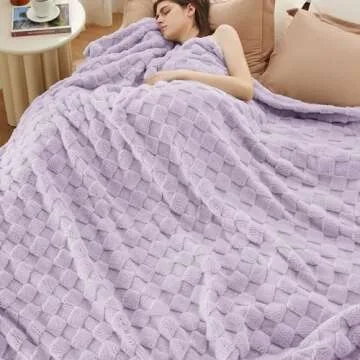 Bedsure Lavender Fog Fleece Blanket for Couch - Super Soft Cozy Queen Blankets for Women, Cute Small Throws for Girls, 90x90 Inches
