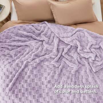 Bedsure Lavender Fog Fleece Blanket for Couch - Super Soft Cozy Queen Blankets for Women, Cute Small Throws for Girls, 90x90 Inches