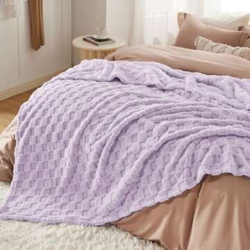 Bedsure Lavender Fog Fleece Blanket for Couch - Super Soft Cozy Queen Blankets for Women, Cute Small Throws for Girls, 90x90 Inches