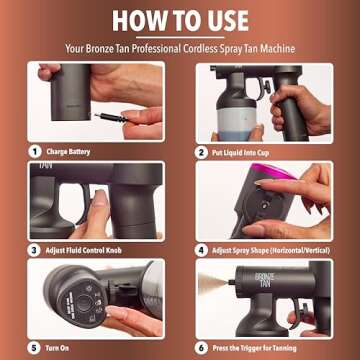 Cordless Spray Tan Machine - Portable and Rechargeable Spray Tan Gun for Salon and Home Use - Lightw...