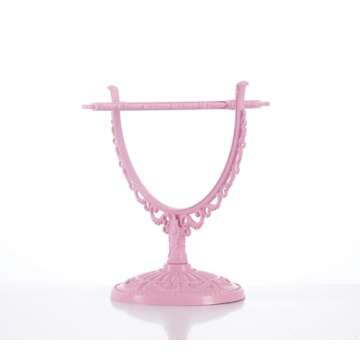 JDPEYI-Pink Heart Shaped Mirror - Coquette Room Decor for Desk & Vanity -Double-Sided Rotatable Cute Magnifying Mirror with Stand