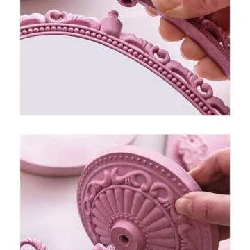 JDPEYI-Pink Heart Shaped Mirror - Coquette Room Decor for Desk & Vanity -Double-Sided Rotatable Cute Magnifying Mirror with Stand