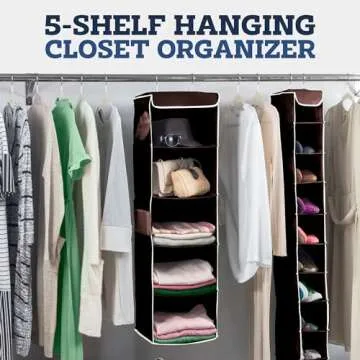 ZOBER 5-Shelf Hanging Closet Organizer for Home & Dorms