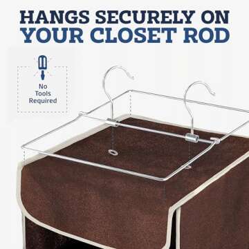 ZOBER Hanging Closet Organizer, 5-Shelf - Hanging Storage Organizer Shelves for Clothes, Towels, Toys - College Dorm Room, Nursery, & Home Closet