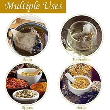 TUZAZO 50 Pack Reusable Tea Bags, Natural Unbleached Cotton Cheesecloth Bags for Straining, Drawstring Muslin Bags, Sachet Bags, Coffee Tea Brew Bags (3 x 4 inch)