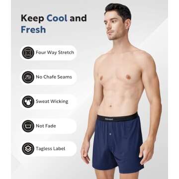 DAVID ARCHY Mens Boxer Shorts Underwear Quick Dry Breathable Mens Boxers Moisture Wicking Boxers for Men 5 Pack(S,Navy Blue/Olive Green/Black/Dark Gray/Grape Purple)