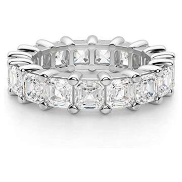 Savlano 18K White Gold Plated Cubic Zirconia 4x4MM Square Princess Cut Eternity Ring Band for Women Men (7)