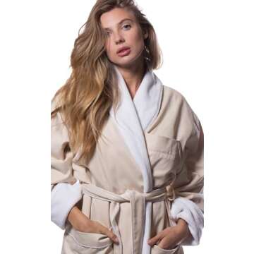 Turquaz Robes for Women - Luxury Warm and Heavy Plush Lined Bathrobe, Microterry, Cozy & Elegant Womens Robe