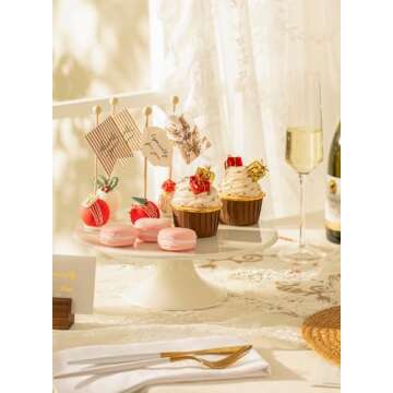 Sweese 10-Inch Porcelain Cake Stand, Round Dessert Stand, Cupcake Stand for Birthday Parties, Weddings, Baby Shower and Other Events, White