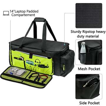 MYBAGZING Dj Cable Bag-24 Large Dj Cable File Bag-Dj Cabel Organizer Case-Travel Gig Bag-DJ Gear Bag for Dj Accessories-Dj Equipment Case with Padded Bottom and Divdiers