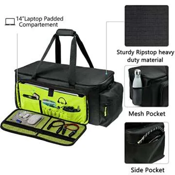 MYBAGZING Dj Cable Bag-24 Large Dj Cable File Bag-Dj Cabel Organizer Case-Travel Gig Bag-DJ Gear Bag for Dj Accessories-Dj Equipment Case with Padded Bottom and Divdiers