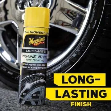 Meguiar's NXT Generation Insane Shine Tire Coating - Advanced High Gloss Tire Shine with Synthetic Polymers to Provide a Mirror-Like Shine and Prevent Browning and Premature Aging, 15 Oz Aerosol