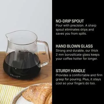 Fellow Mighty Small Glass Carafe - Manual Pour Over Coffee Beaker and Tea Steeper, Borosilicate Glas...