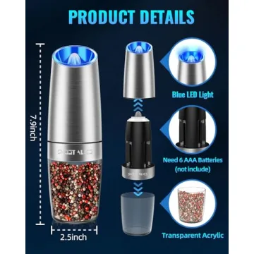 Electric Pepper and Salt Grinder Set for Easy Seasoning