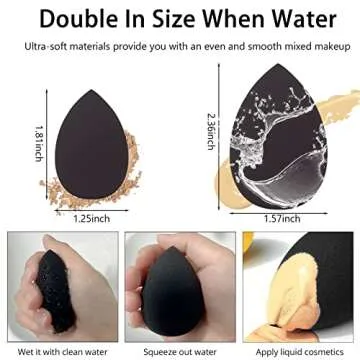 GFOUNS beauty blender bulk makeup sponge set:15 pcs perfect mini medium beauty sponge makeup blender flawless for liquid,foundation,blending,make up sponges for face