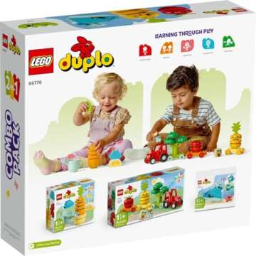 LEGO DUPLO Fruit & Vegetables Gift Pack 66776 Amazon Exclusive STEM Toy for Toddlers Ages 1-3, Grow-Your-Own Food Toy for Imaginative Role Play, Features a Buildable Animal & Expressive Characters