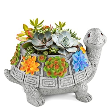LESES Turtle Succulent Pot Planters for Indoor Plants with Drainage Hole, Flower Garden Cute Pots fo...