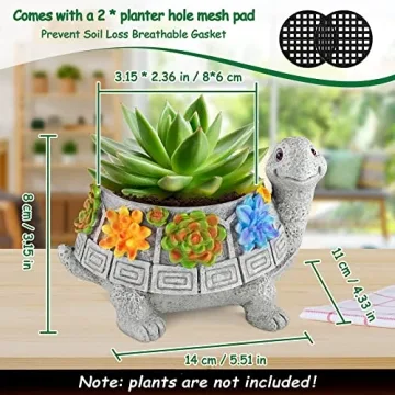 LESES Cute Turtle Planter for Indoor Plants with Drainage